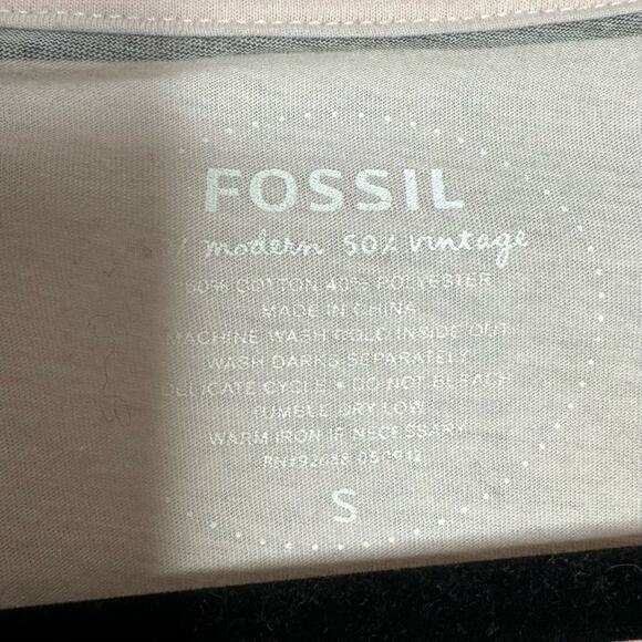 FOSSIL / pink orange gray striped deep v-neck tee / S - Picture 4 of 5